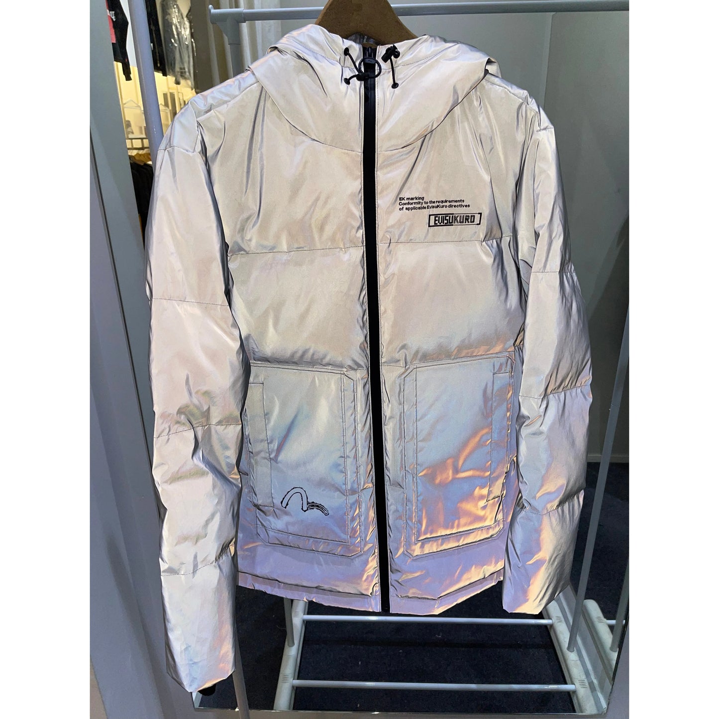 Evisu Reflective And Spray-Effect Kamon Print Down Jacket