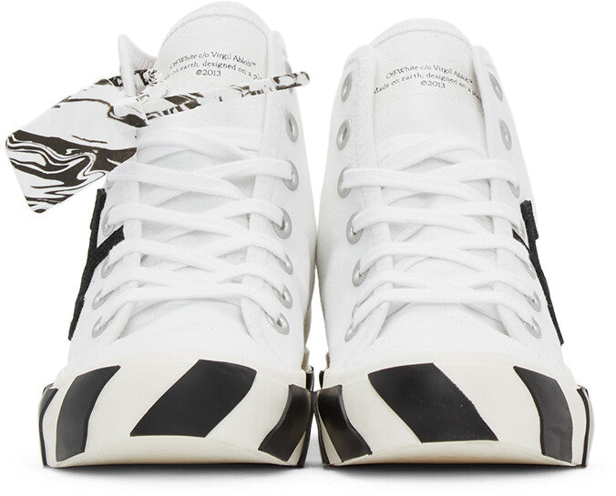 Off-White White & Black Vulcanized Mid-Top Sneakers