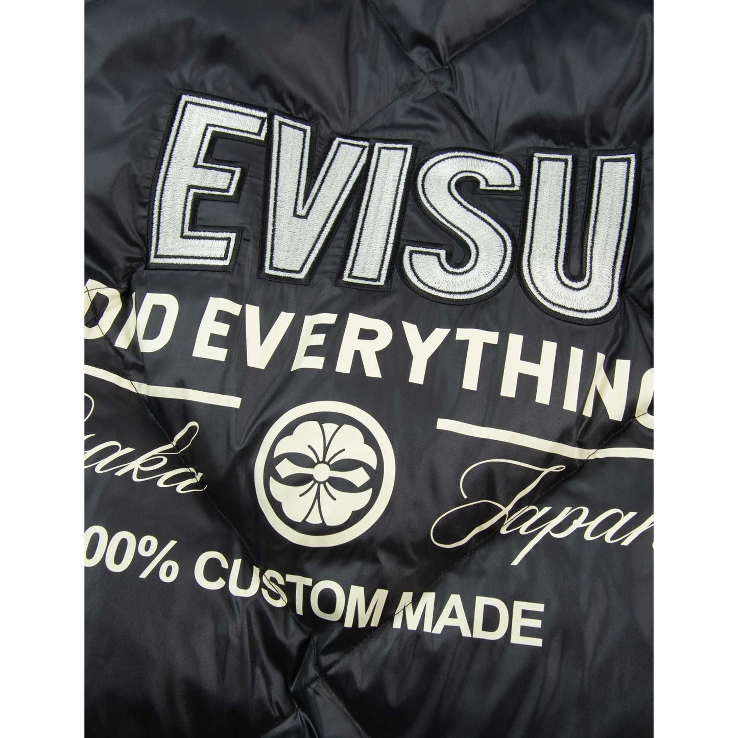 Evisu Logo Print Diamond-Stitched Down Jacket