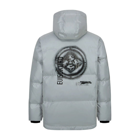 Evisu Reflective And Spray-Effect Kamon Print Down Jacket