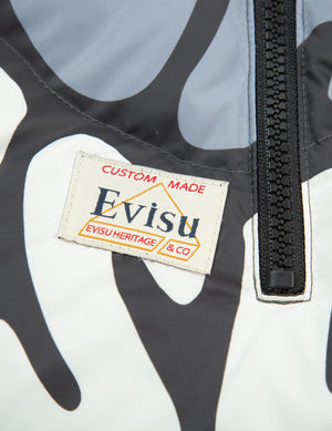 EVISU ALLOVER WAVY TEXT PRINT DOWN JACKET