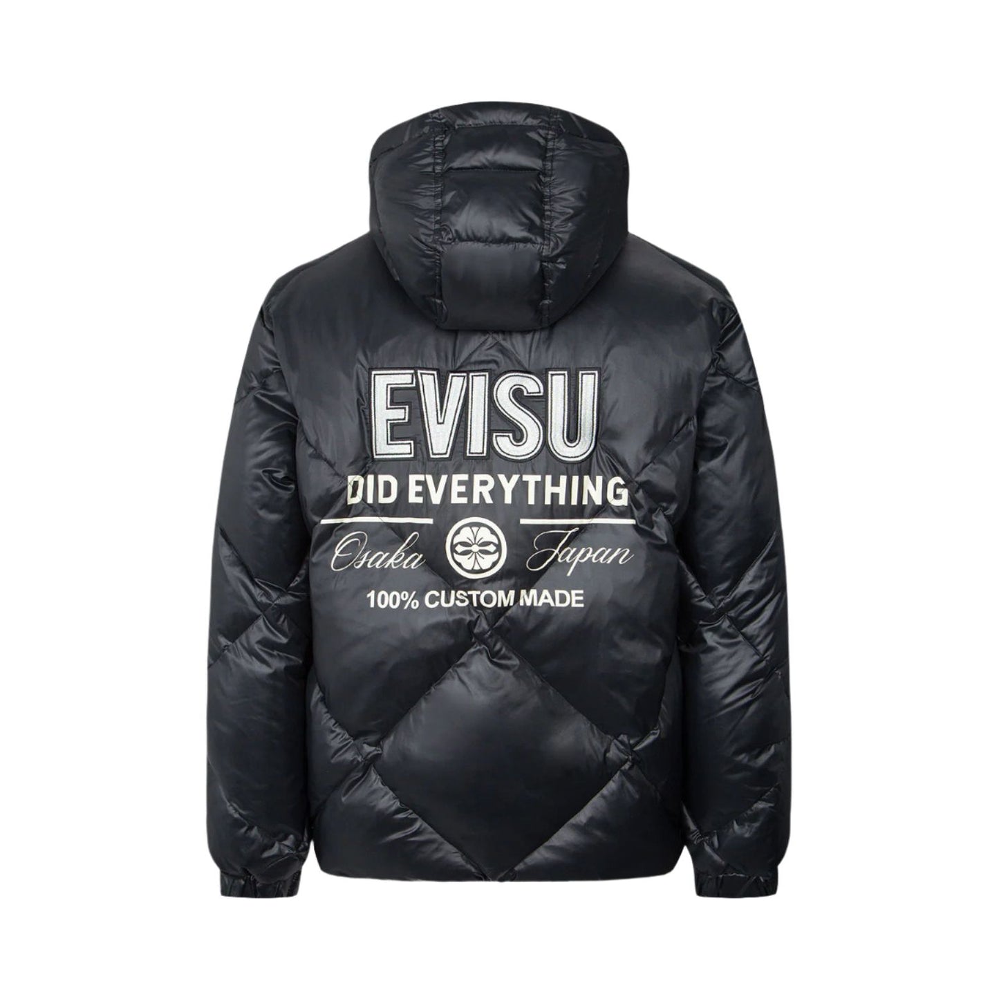 Evisu Logo Print Diamond-Stitched Down Jacket